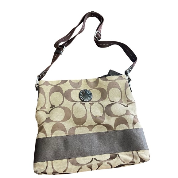 Coach Signature Crossbody Shoulder Handbag Purse Brown - Picture 7 of 12